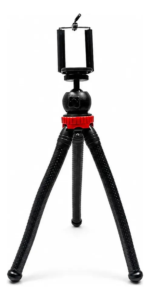 Kit Mini Tripé Octopus Flexível Suporte Celular Mesa Preto