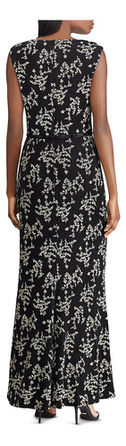 Vestido Color Negro Rl Con Cuentas En La Cintura Talla 2
