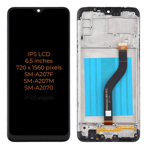 // Tela Lcd Com Moldura Para Samsung A20s Sm-a207f A207m