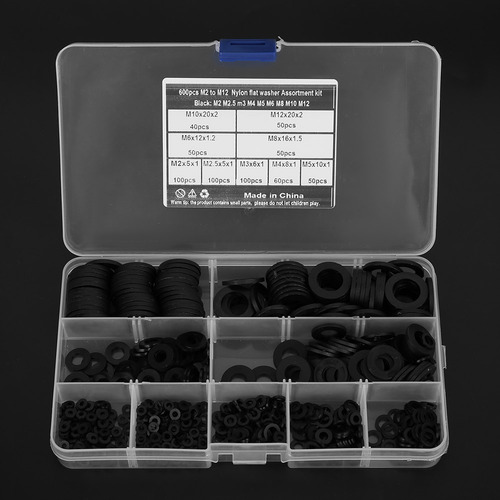 Kit Combinado De Arandelas M2-m12 9 Con Junta De Nailon Negr