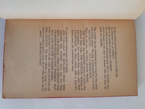 Libro Vintage D 1966 Batman Villians Of Doom Novela N Inglés (Usado)