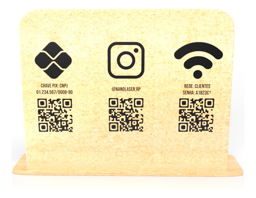 Placa Pix E Redes Sociais 17x10cm Em Mdf Com Qr Code