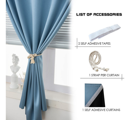 Cortinas Autoadhesivas Negras 100% Opacas Para Dormitorio