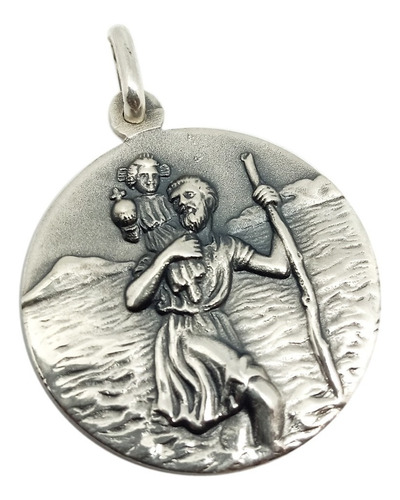 Medalla San Cristóbal - Plata - Grabado Gratis - 28mm