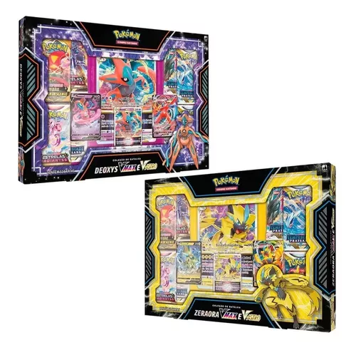 Pokemon 2 Box Com 16 Pacotes de Cartas Deoxys e Zeraora Vmax e V