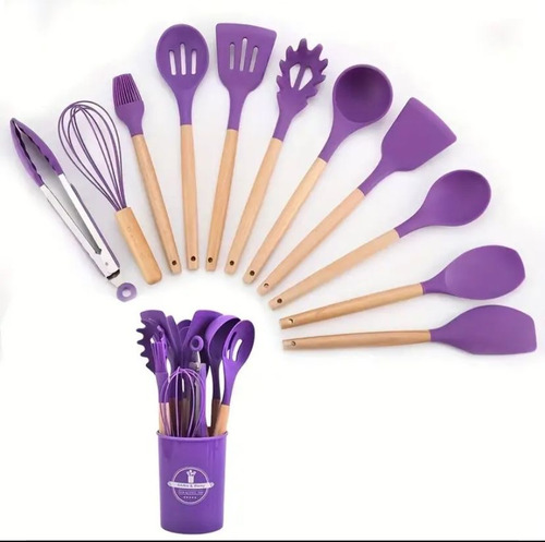 Set De Utensilios De Cocina 12 Pz, Silicona, Varios Colores