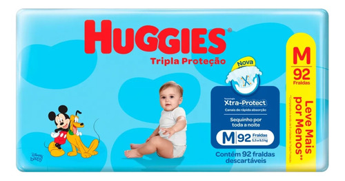 Kit 3 Pacotes M 92uni Fraldas Huggies Disney Tripla Proteção Gênero Sem gênero Tamanho Fralda Huggies Disney Baby Tripla Proteção M 92 Unidades