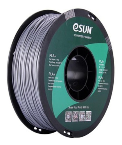 Imagen 1 de 1 de Filamento 3D PLA+ Esun de 1.75mm y 1kg silver