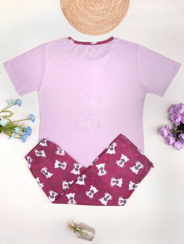 Conjunto Pijama Mujer Playera Pescador Algodón Comoda Fresca