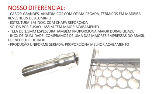 Grelha Moeda Inox Para Churrasco 40x48, 45cm Ou 50cm Largura