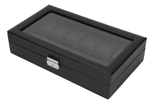 Caja Organizadora De Relojes De Fibra De Carbono Negra Con 1