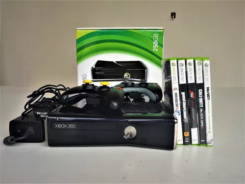 Xbox 360 Slim Bloqueado+kinect+2 Controles+31 Jogos Originais Em Hd -  Desconto no Preço