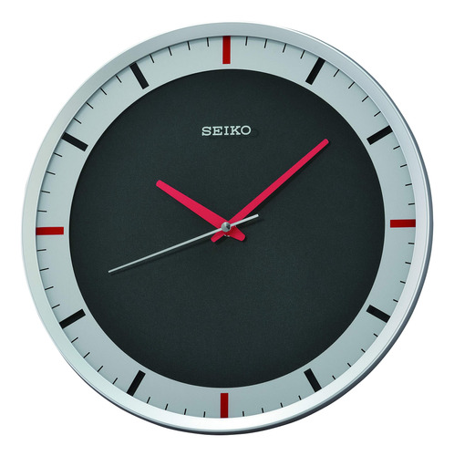 Seiko Reloj De Pared Mari Art Deco De 12 Pulgadas, Plateado.