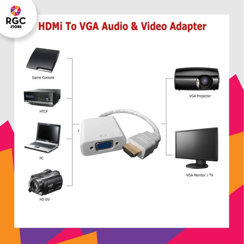 Convertidor Hdmi A Vga Cable Adaptador Conversor Audio 1080p
