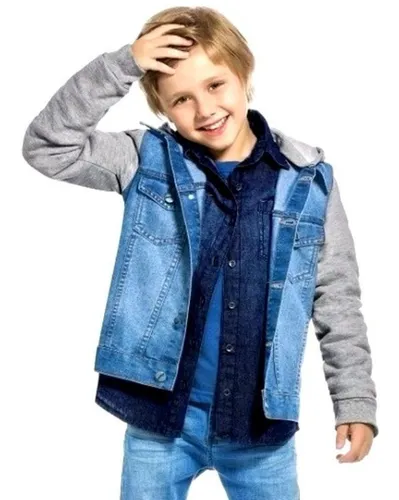 Jaqueta jean com best sale moletom