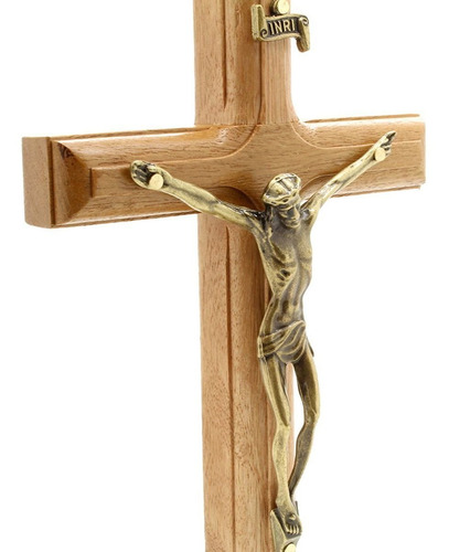 Imagem 2 de 3 de Crucifixo Madeira 19cm Mesa Ou Parede Ov