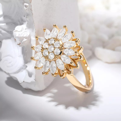 Anillo Giratorio En Girasol De Cristal, Antiestrés, Ansiedad