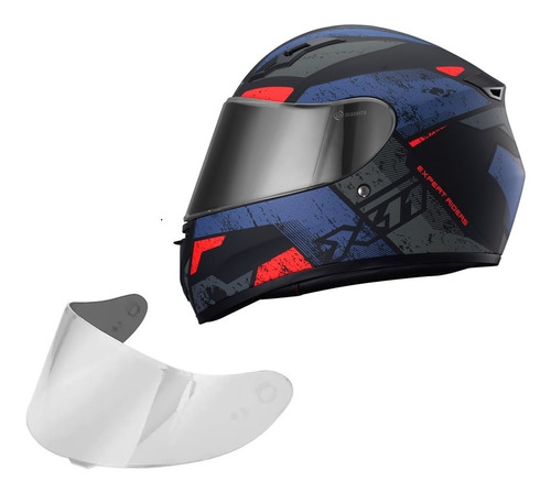 Capacete X11 Trust Pro Transit Azul E Cinza + Viseira Extra