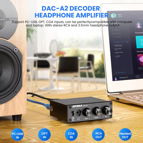 Mini Amplificador Fone Ouvido Aiyima Dac-a2 Para Pc-usb Ps5