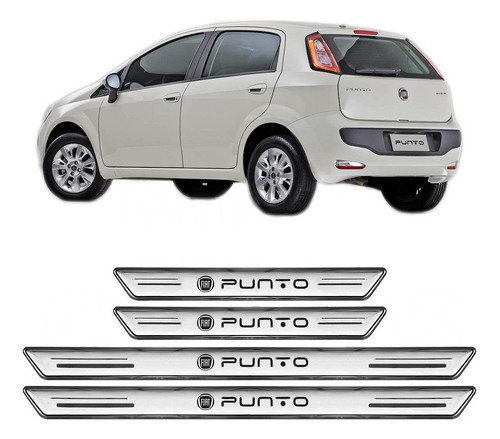 Kit 4 Soleiras Fiat Punto 2012-2017 Prata - Poliuretano