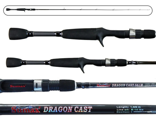 Vara Carretilha Sumax Dragon Cast (1.68m) Carbono Im6 8-14lb