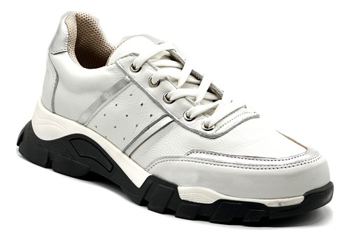 Zapatilla Cuero Casual Urbana Vestir Mujer