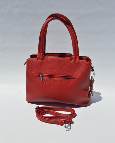 Cartera Baul Importada Semi Rigida Croco Divisiones Mediana Rojo Tramado Níquel Rojo