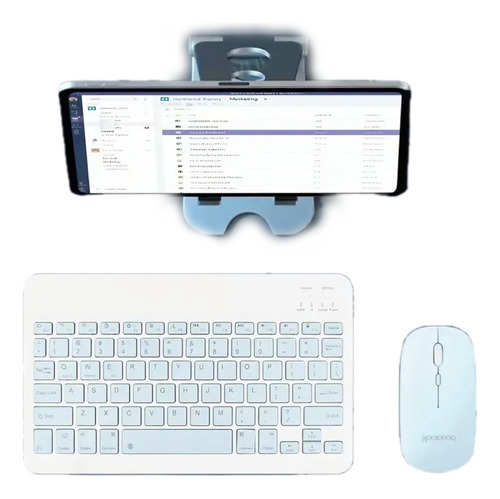 Teclado Y Mouse Inalambrico Recargable Pc Delgado Portátil Celeste Celeste