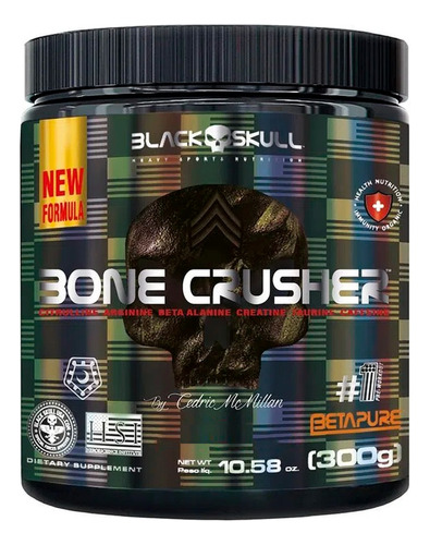 Pré-treino Bone Crusher 300g - Black Skull - Sabor Wild Grape