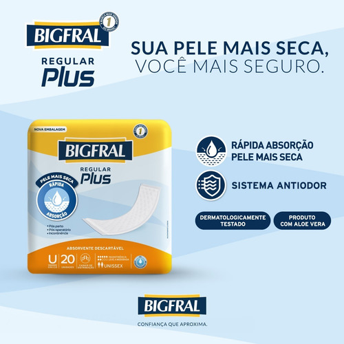 Imagem 2 de 4 de Absorvente Bigfral Regular Plus - 20 Unidades