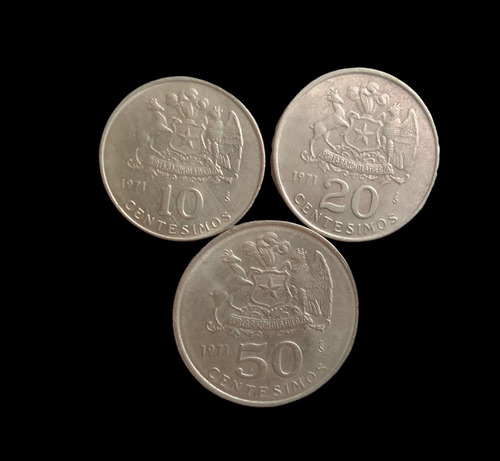 Monedas Chile 10,20 Y 50 Centesimos De Escudo 1971