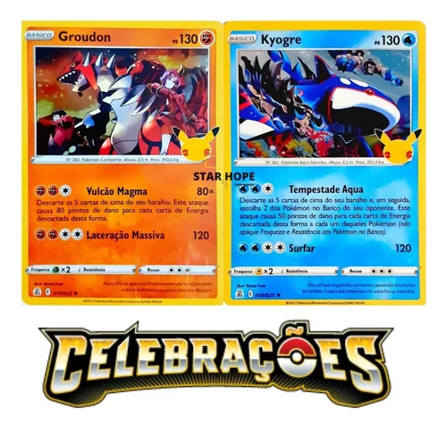 Kit Carta Pokémon Lendários Groudon e Kyogre Celebrações