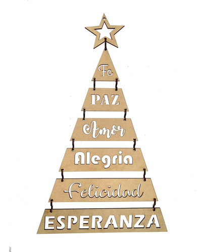  Arbol Navidad Colgante Con Palabras Caladas 45 Alto Oferta!