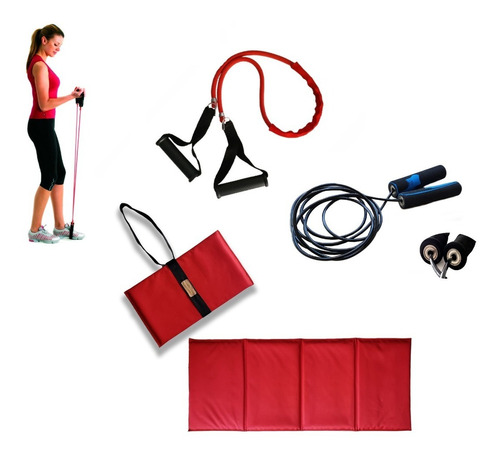 Kit Banda Elástica + Colchoneta + Soga De Saltar Servicegym