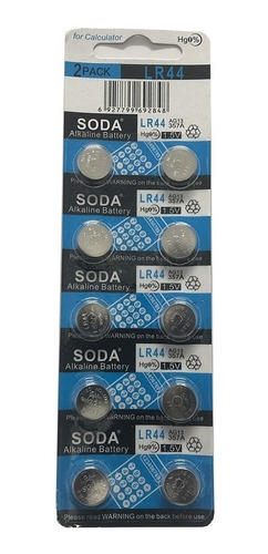 Imagen 1 de 1 de Pila Soda Alkaline LR44 Botón - pack de 10 unidades