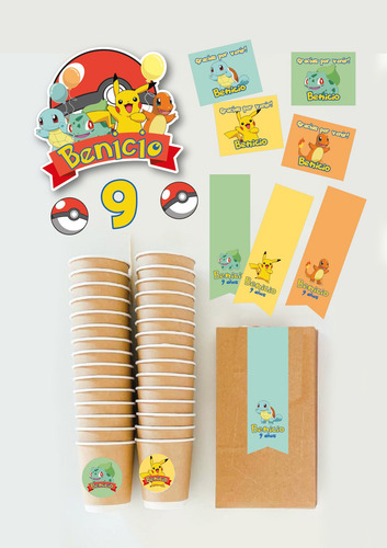 Kit Imprimible Cumpleaños Pokemon Personalizado