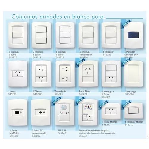 Llave De Luz Sica - 1 Toma Enchufe Argentino + 1 Interruptor