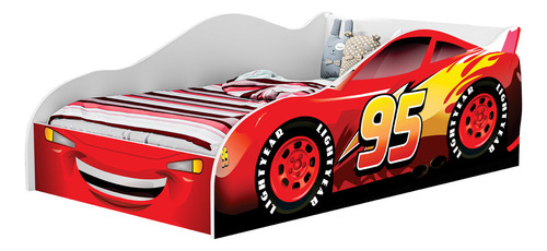 Mini Cama Carro Mcqueen Acompanha Colchão De Solteiro 188x88 - Lv Moveis
