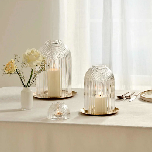 Imagen 2 de 9 de Portavela Fanal Campana Cristal Velas Nude 21 Cms Mediano X1