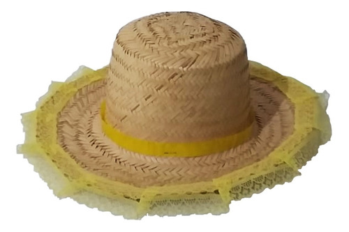 Kit 5 Chapéu Renda Amarela Para Festa Junina