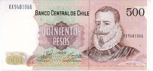 Billete De Chile 500 Pesos Año 1999 Unc