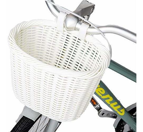 Canasta Con Mimbre De Plstico Blanco Para Bicicleta -zukka