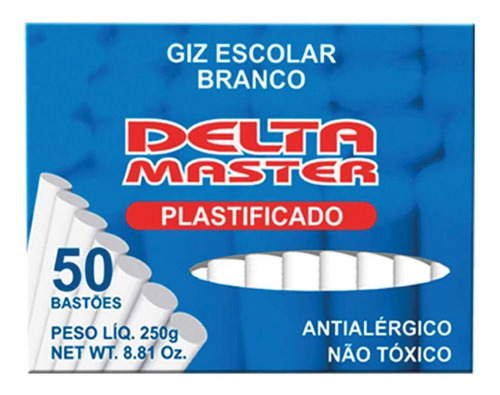 Giz Escolar Plastificado Branco 30cxsx50palitos Delta