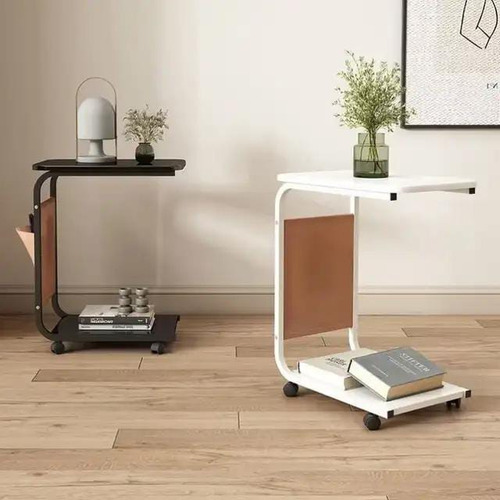 Mesa Auxiliar Latera De Madera Con Ruedas Mesita Notebook