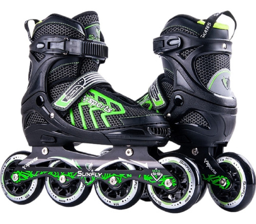 Patines Lineales Ajustables Alta Velocidad Tallas Variadas L / 37-38-39 Verde