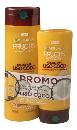Fructis - Pck - Sh + Aco - Liso Coco - 350 Ml + 200 Ml