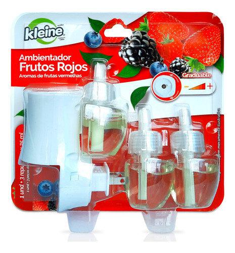 Ambientador Electrico Frutos Rojos + Repuesto 3x25ml Cada Un