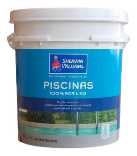 Pintura Pileta Piscina Al Agua Sw 10lt Azul 18 Cuotas S/int