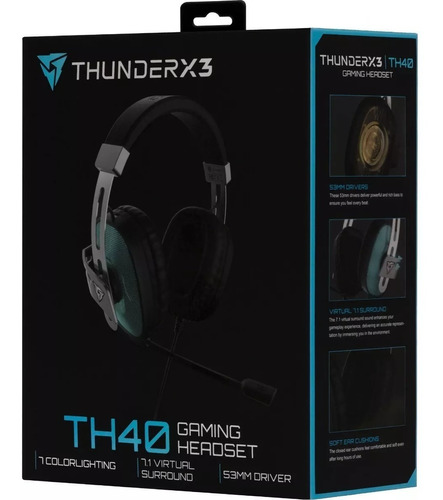 Headset Gamer Profissional 7.1 Th40 Preto Thunderx3