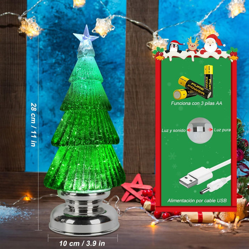 Light Up Christmas Snow Globe Con 8 Canciones De Navidad